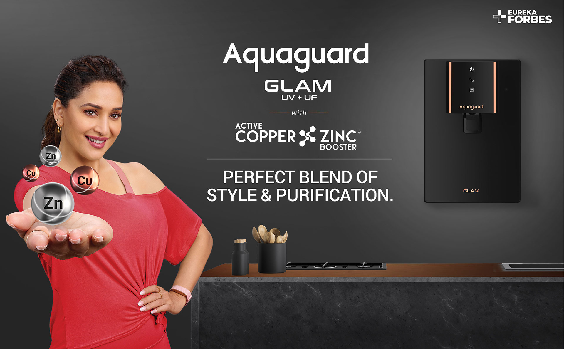Aquaguard GLAM UV + UF with Active Copper wit Zinc Booster PERFECT BLEND OF STYLE & PURIFICATION.