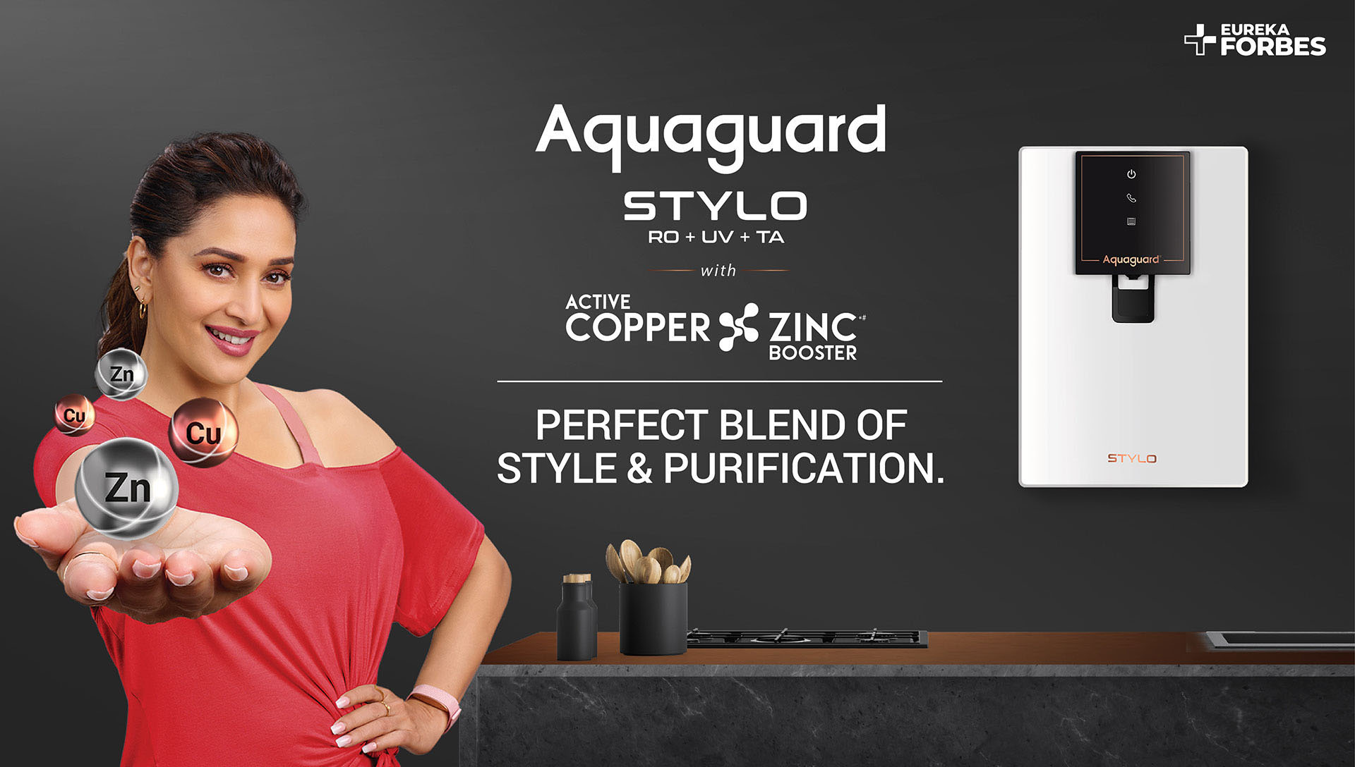 Aquaguard STYLO RO + UV + TA with Active Copper PERFECT BLEND OF STYLE & PURIFICATION.